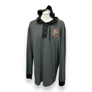 NFL Team Apparel Mens Atlanta Falcons Long Sleeve Hooded Shirt XLT Gray